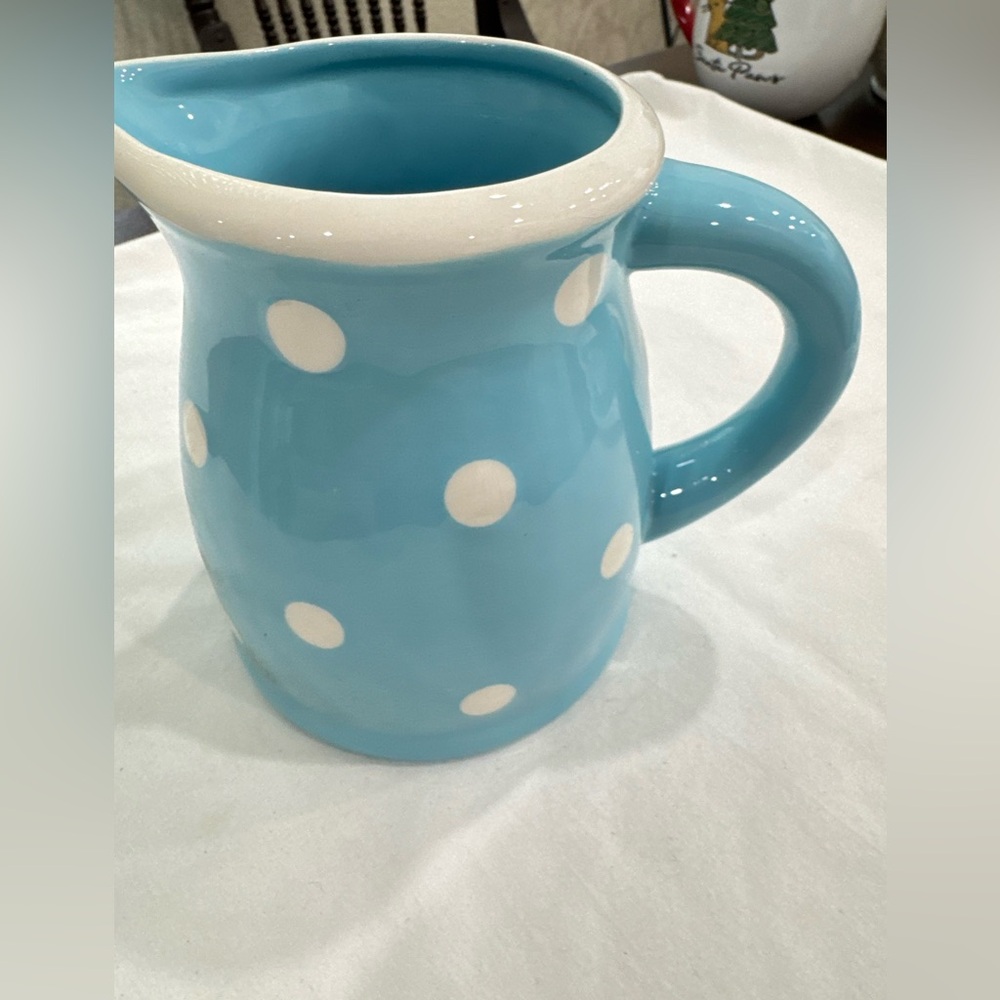 Blue Polka Dot Ceramic Pitcher